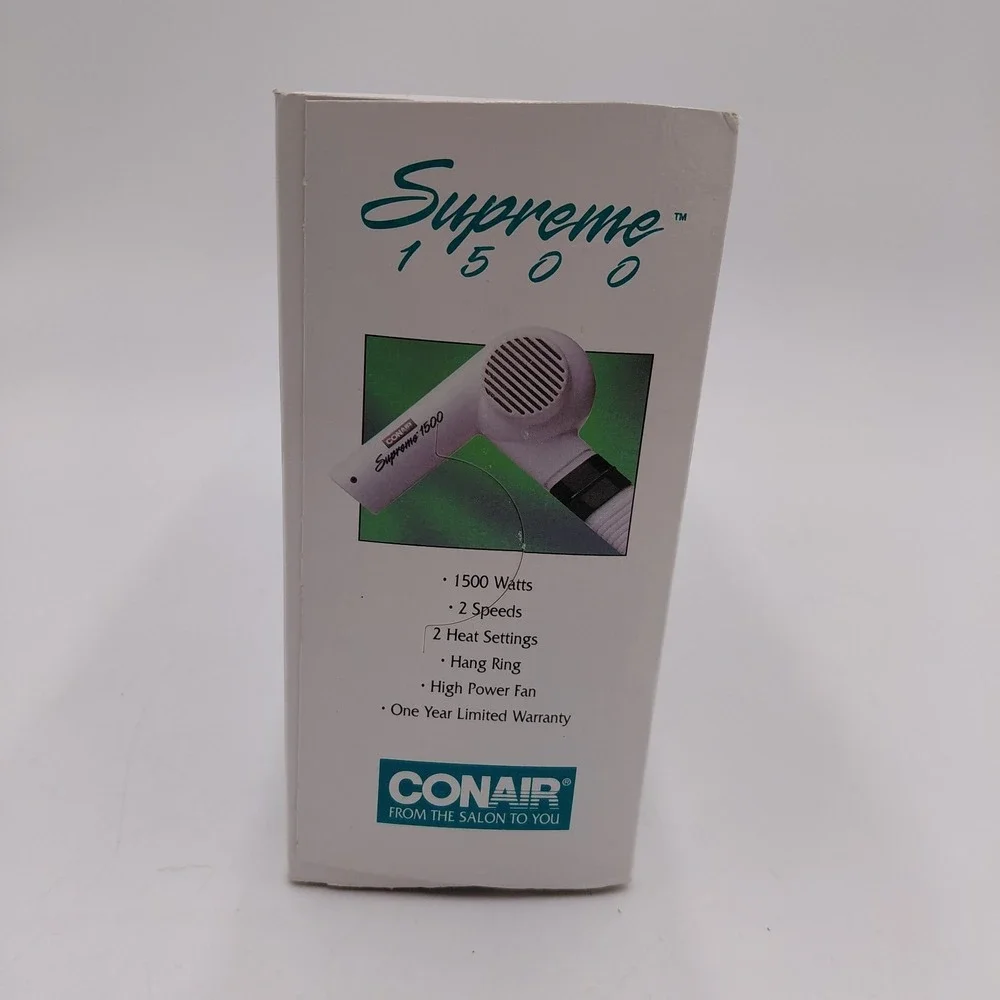 Vtg 90s Conair Supreme 1500 Model 304G 1500 Watt 125V White NOS Blow Dryer